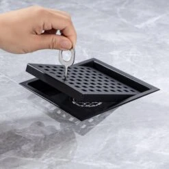 6 In W X 6 In D Stainless Steel Decorative Drain Cover With Matte Black -FURITURE SALE SHOP matte black tahanbath shower drains q pzz 7003h 6 c3 1000