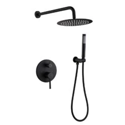 1-Handle 2-Spray Rain Shower Faucet And Hand Shower Combo Kit In Black (Valve Included)
