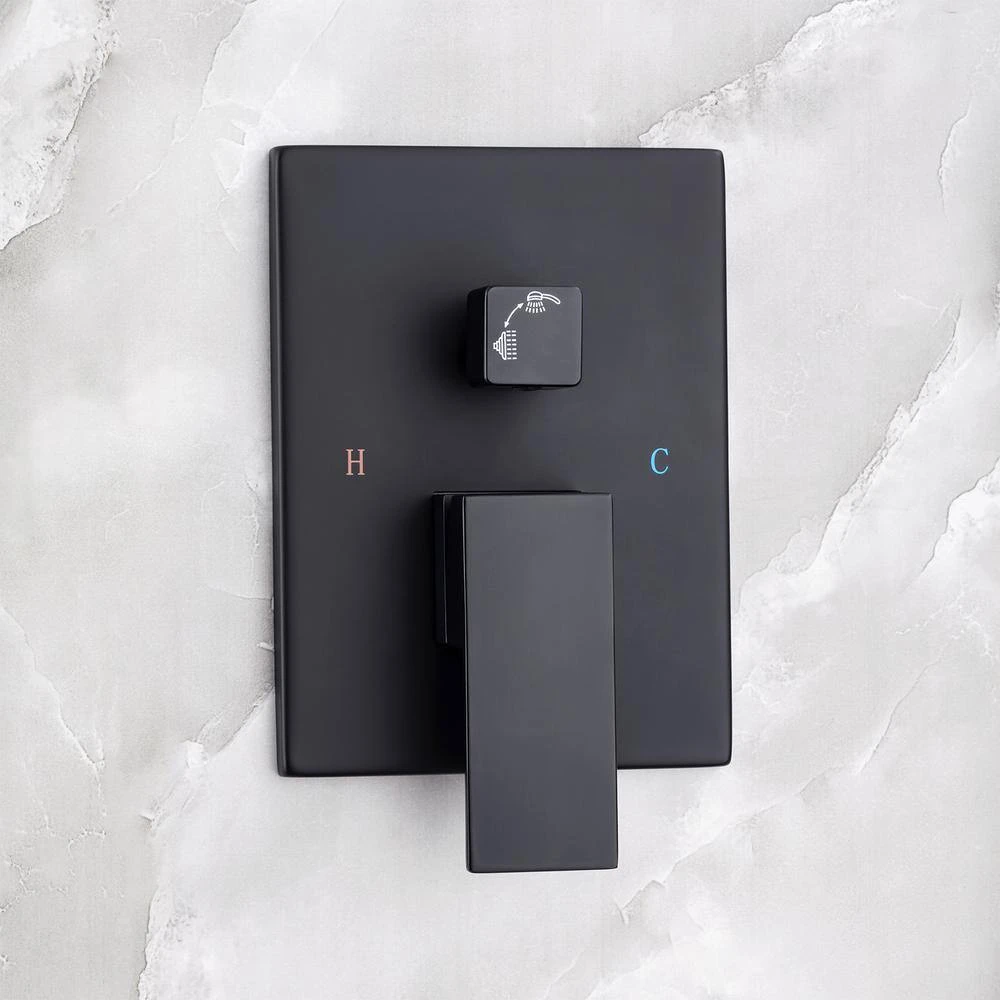 Single-Handle Rainfall 10 In. Square Shower Head Combo Set With High Pressure Wall Mounted In Matte Black 5 Single-Handle Rainfall 10 In. Square Shower Head Combo Set With High Pressure Wall Mounted In Matte Black - Image 5