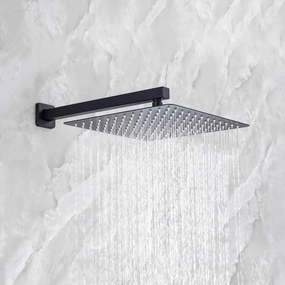 Single-Handle Rainfall 10 In. Square Shower Head Combo Set With High Pressure Wall Mounted In Matte Black 4 Single-Handle Rainfall 10 In. Square Shower Head Combo Set With High Pressure Wall Mounted In Matte Black - Image 4
