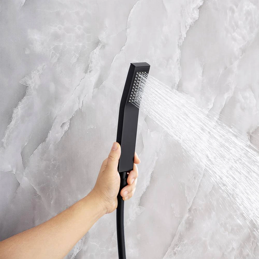 Single-Handle Rainfall 10 In. Square Shower Head Combo Set With High Pressure Wall Mounted In Matte Black 3 Single-Handle Rainfall 10 In. Square Shower Head Combo Set With High Pressure Wall Mounted In Matte Black - Image 3