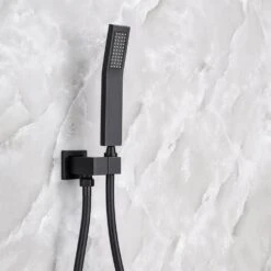 Single-Handle Rainfall 10 In. Square Shower Head Combo Set With High Pressure Wall Mounted In Matte Black 15 Single-Handle Rainfall 10 In. Square Shower Head Combo Set With High Pressure Wall Mounted In Matte Black -FURITURE SALE SHOP matte black tahanbath shower faucets w1194 d93102h kxc fa 1000