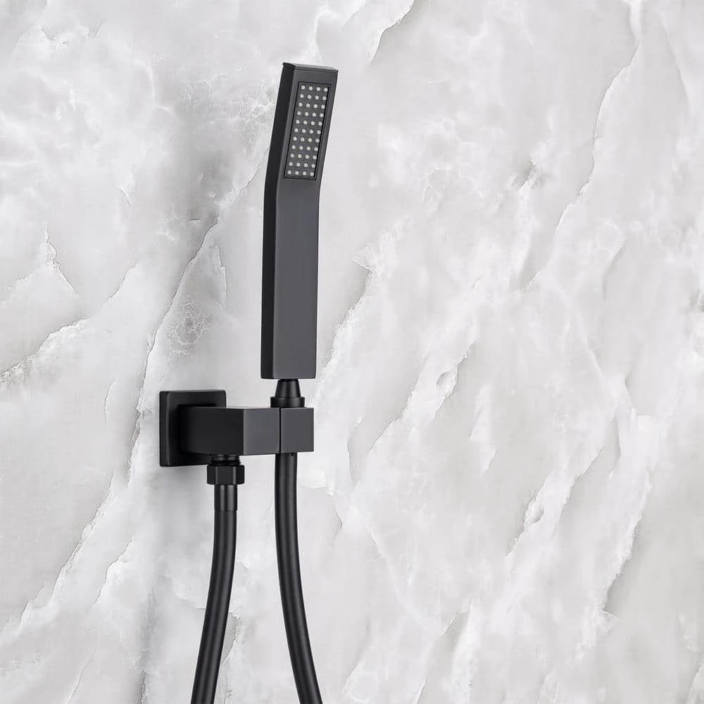 Single-Handle Rainfall 10 In. Square Shower Head Combo Set With High Pressure Wall Mounted In Matte Black 7 Single-Handle Rainfall 10 In. Square Shower Head Combo Set With High Pressure Wall Mounted In Matte Black - Image 7