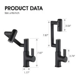 Bathroom Sink Faucet With Spray Function And Temperature Display For Anti-Skid Switch And Hot And Cold And 360° Rotary 11 Bathroom Sink Faucet With Spray Function And Temperature Display For Anti-Skid Switch And Hot And Cold And 360° Rotary -FURITURE SALE SHOP matte black tahanbath single hole bathroom faucets z w121765120 1f 1000