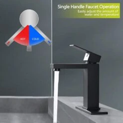 Bathroom Faucet Single Hole, Single Handle Faucet For Bathroom Sink With Deckplate And Drain Assembly In Matte Black 16 Bathroom Faucet Single Hole, Single Handle Faucet For Bathroom Sink With Deckplate And Drain Assembly In Matte Black -FURITURE SALE SHOP matte black tahanbath single hole bathroom faucets z w1224p195894 1f 1000