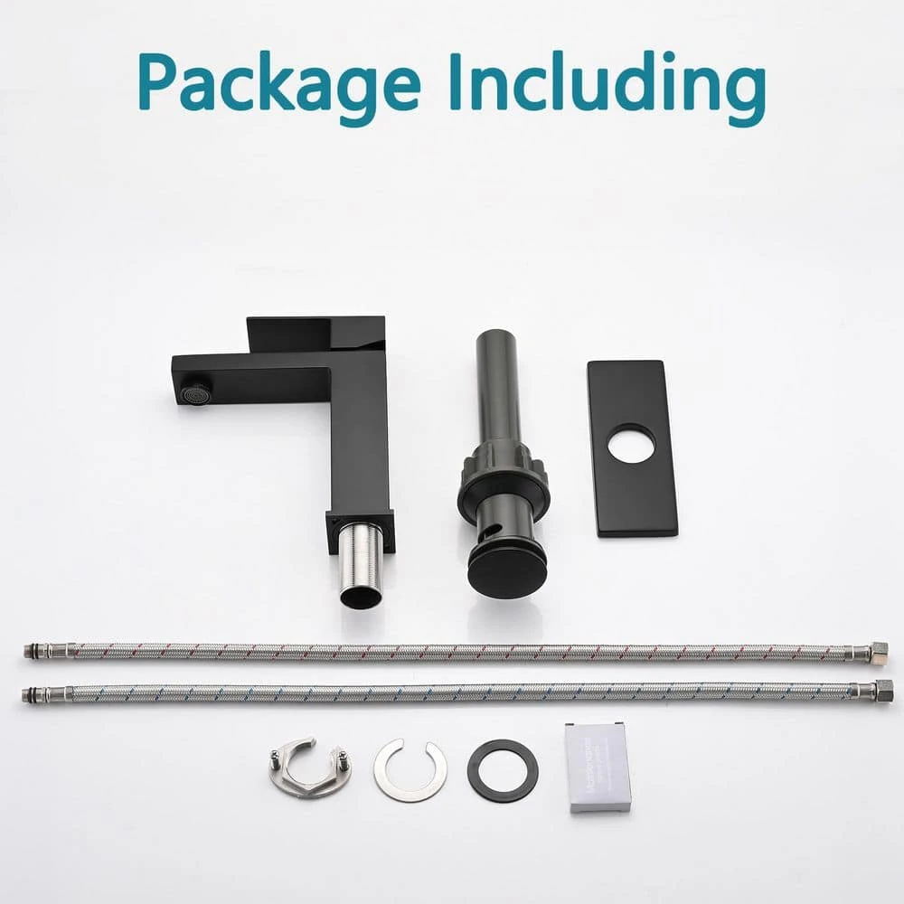 Bathroom Faucet Single Hole, Single Handle Faucet For Bathroom Sink With Deckplate And Drain Assembly In Matte Black 7 Bathroom Faucet Single Hole, Single Handle Faucet For Bathroom Sink With Deckplate And Drain Assembly In Matte Black - Image 7