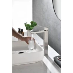 Waterfall Spout Bathroom Faucet, Single Handle Bathroom Vanity Sink Faucet Matt BlackOn-SiteWL -FURITURE SALE SHOP matte black tahanbath single hole bathroom faucets z w92867776 31 1000