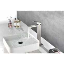 Waterfall Spout Bathroom Faucet, Single Handle Bathroom Vanity Sink Faucet Matt BlackOn-SiteWL -FURITURE SALE SHOP matte black tahanbath single hole bathroom faucets z w92867776 4f 1000