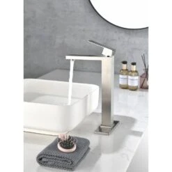 Waterfall Spout Bathroom Faucet, Single Handle Bathroom Vanity Sink Faucet Matt BlackOn-SiteWL -FURITURE SALE SHOP matte black tahanbath single hole bathroom faucets z w92867776 76 1000