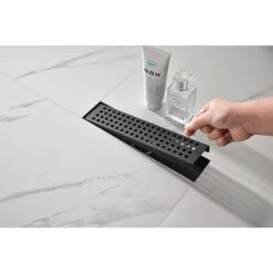 12 In. Linear Shower Drain With Removable Quadrato Pattern Grate, 304 Stainless Shower Drain -FURITURE SALE SHOP matte black tahanbath sink strainers y w2287 s00005 31 1000