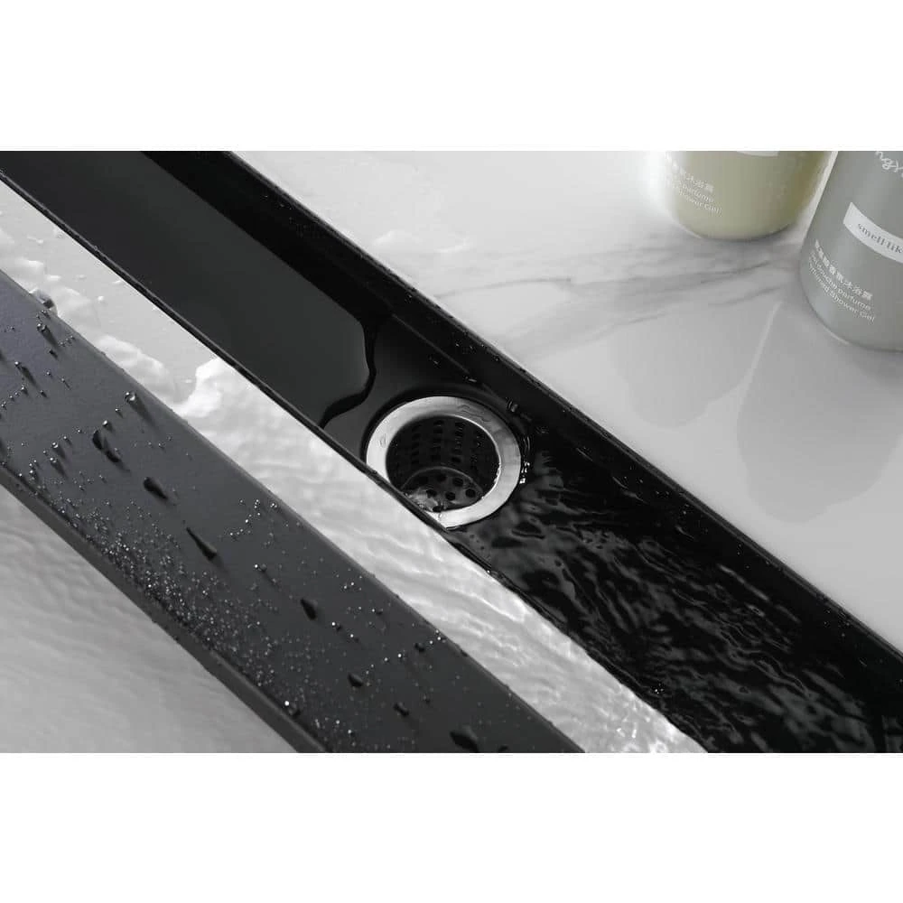 32 In. Linear Shower Drain 304 Stainless Shower Drain Included Hair Strainer And Leveling Feet In Matte Black 5 32 In. Linear Shower Drain 304 Stainless Shower Drain Included Hair Strainer And Leveling Feet In Matte Black - Image 5