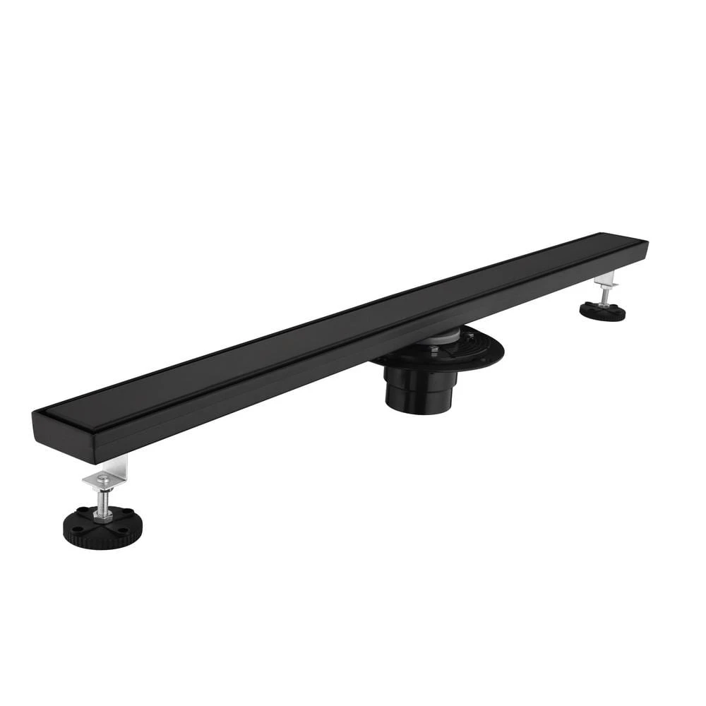 32 In. Linear Shower Drain 304 Stainless Shower Drain Included Hair Strainer And Leveling Feet In Matte Black 1 32 In. Linear Shower Drain 304 Stainless Shower Drain Included Hair Strainer And Leveling Feet In Matte Black