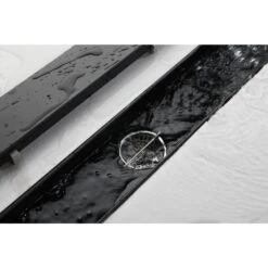 24 In. Linear Shower Drain 304 Stainless Shower Drain Included Hair Strainer And Leveling Feet In Matte Black -FURITURE SALE SHOP matte black tahanbath sink strainers y w928 70429 1f 1000