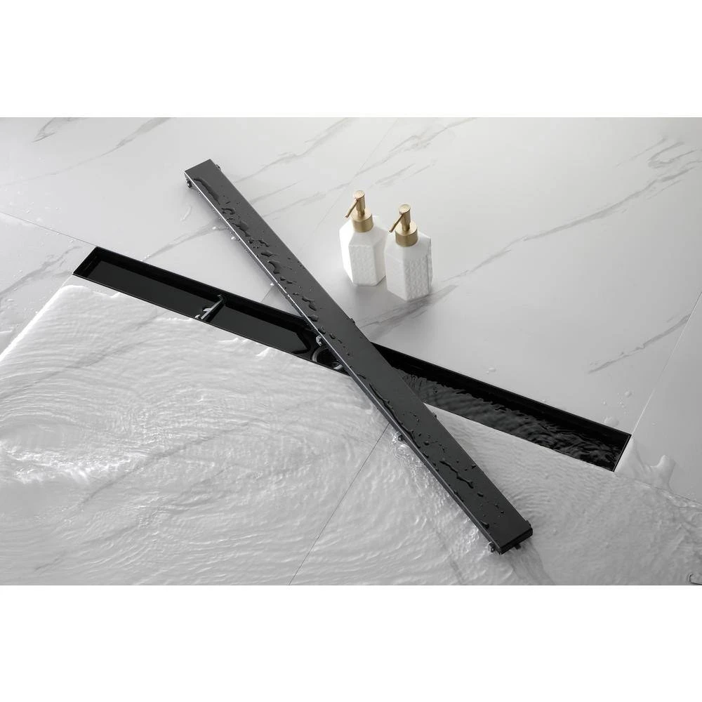 36 In. Linear Shower Drain 304 Stainless Shower Drain Included Hair Strainer And Leveling Feet In Matte Black 7 36 In. Linear Shower Drain 304 Stainless Shower Drain Included Hair Strainer And Leveling Feet In Matte Black - Image 7