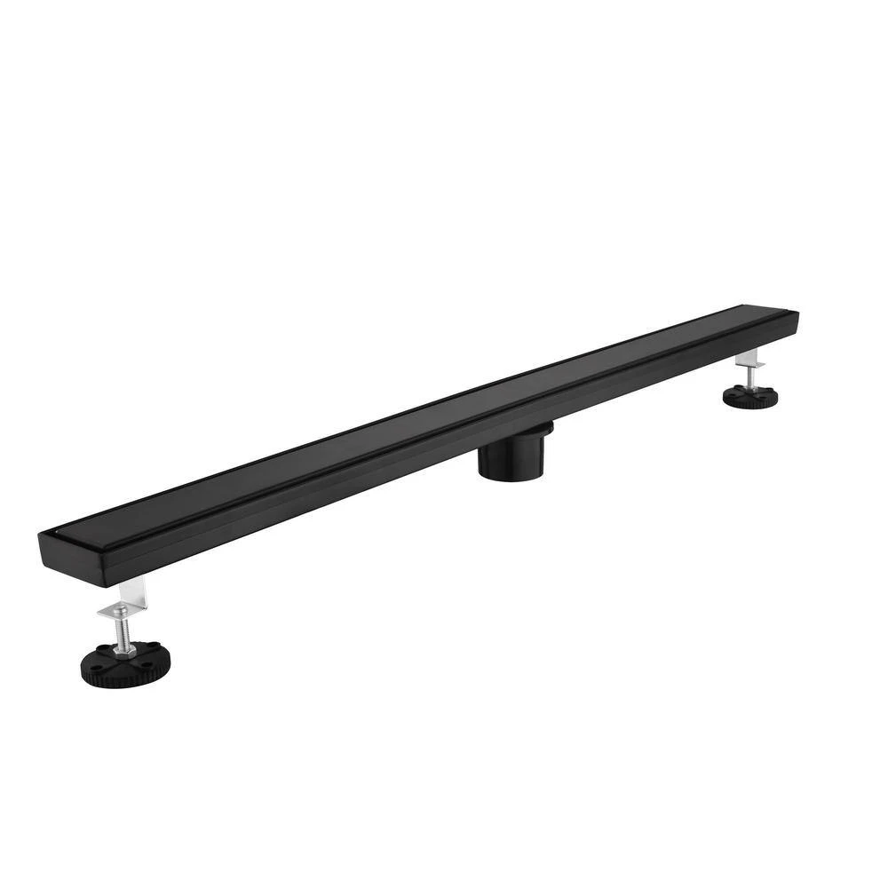 36 In. Linear Shower Drain 304 Stainless Shower Drain Included Hair Strainer And Leveling Feet In Matte Black 1 36 In. Linear Shower Drain 304 Stainless Shower Drain Included Hair Strainer And Leveling Feet In Matte Black