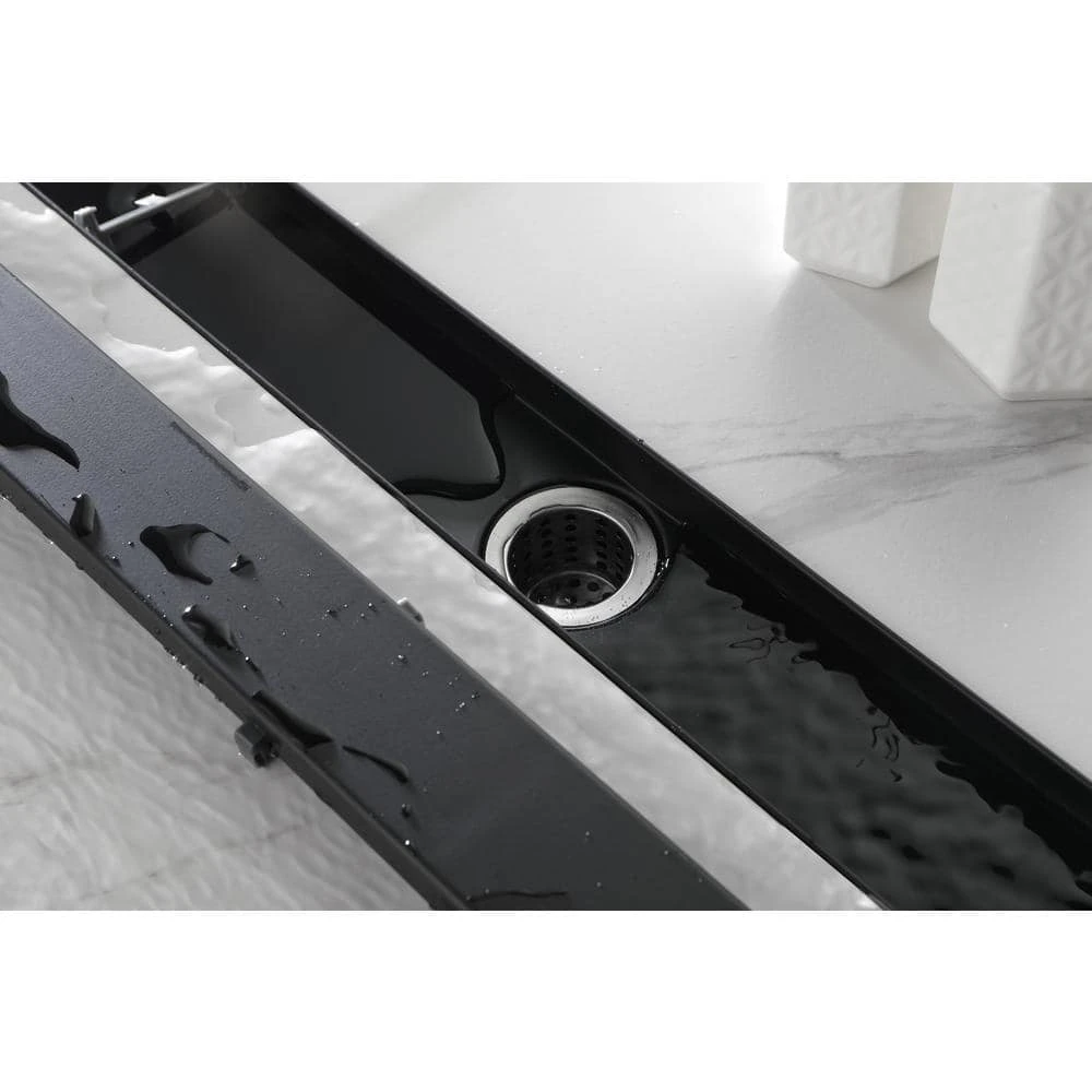 36 In. Linear Shower Drain 304 Stainless Shower Drain Included Hair Strainer And Leveling Feet In Matte Black 6 36 In. Linear Shower Drain 304 Stainless Shower Drain Included Hair Strainer And Leveling Feet In Matte Black - Image 6