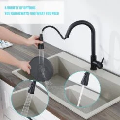 Single Handle Surface-Mounted Pull Out Sprayer Kitchen Faucet Standard Kitchen Faucet In Matte Black 16 Single Handle Surface-Mounted Pull Out Sprayer Kitchen Faucet Standard Kitchen Faucet In Matte Black -FURITURE SALE SHOP matte black tahanbath standard kitchen faucets z ct 928th4001mb 44 1000