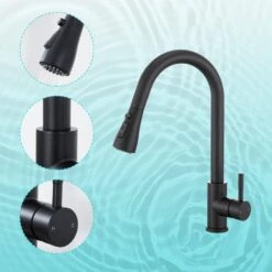 Single Handle Surface-Mounted Pull Out Sprayer Kitchen Faucet Standard Kitchen Faucet In Matte Black 14 Single Handle Surface-Mounted Pull Out Sprayer Kitchen Faucet Standard Kitchen Faucet In Matte Black -FURITURE SALE SHOP matte black tahanbath standard kitchen faucets z ct 928th4001mb 4f 1000