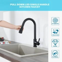 Single Handle Surface-Mounted Pull Out Sprayer Kitchen Faucet Standard Kitchen Faucet In Matte Black 18 Single Handle Surface-Mounted Pull Out Sprayer Kitchen Faucet Standard Kitchen Faucet In Matte Black -FURITURE SALE SHOP matte black tahanbath standard kitchen faucets z ct 928th4001mb 76 1000