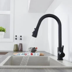 Single Handle Surface-Mounted Pull Out Sprayer Kitchen Faucet Standard Kitchen Faucet In Matte Black 12 Single Handle Surface-Mounted Pull Out Sprayer Kitchen Faucet Standard Kitchen Faucet In Matte Black -FURITURE SALE SHOP matte black tahanbath standard kitchen faucets z ct 928th4001mb 77 1000