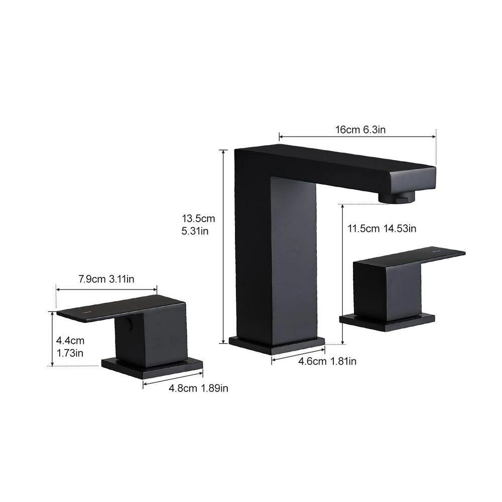 8 In. Widespread Waterfall 2-Handles 3-Holes Bathroom Faucet Lavatory Vanity Sink Faucet In Matte Black 3 8 In. Widespread Waterfall 2-Handles 3-Holes Bathroom Faucet Lavatory Vanity Sink Faucet In Matte Black - Image 3