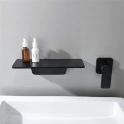 Single Handle Waterfall Bathroom Sink Wall Mounted Faucet In Matte Black -FURITURE SALE SHOP matte black tahanbath wall mounted faucets y w928107773 1f 1000