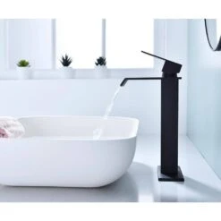 Single Wall Mounted Bathroom Faucet In Matte Black -FURITURE SALE SHOP matte black tahanbath wall mounted faucets z th1028hmb 31 1000