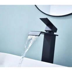 Single Wall Mounted Bathroom Faucet In Matte Black -FURITURE SALE SHOP matte black tahanbath wall mounted faucets z th1028hmb 44 1000