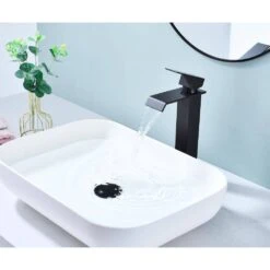 Single Wall Mounted Bathroom Faucet In Matte Black -FURITURE SALE SHOP matte black tahanbath wall mounted faucets z th1028hmb 4f 1000