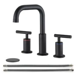 Titus Double Handle Wall Mounted Bathroom Faucet In Matte Black -FURITURE SALE SHOP matte black tahanbath wall mounted faucets z w122459272 1f 1000