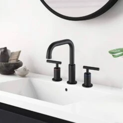 Titus Double Handle Wall Mounted Bathroom Faucet In Matte Black -FURITURE SALE SHOP matte black tahanbath wall mounted faucets z w122459272 44 1000
