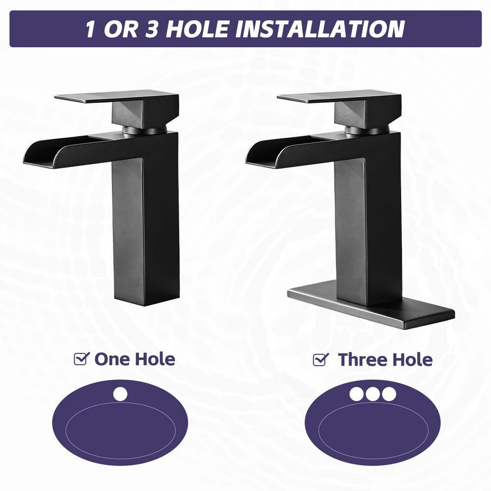 Single Handle Wall Mounted Bathroom Faucet With Deck Plate & Overflow Pop Up Drain In Matte Black 5 Single Handle Wall Mounted Bathroom Faucet With Deck Plate & Overflow Pop Up Drain In Matte Black - Image 5