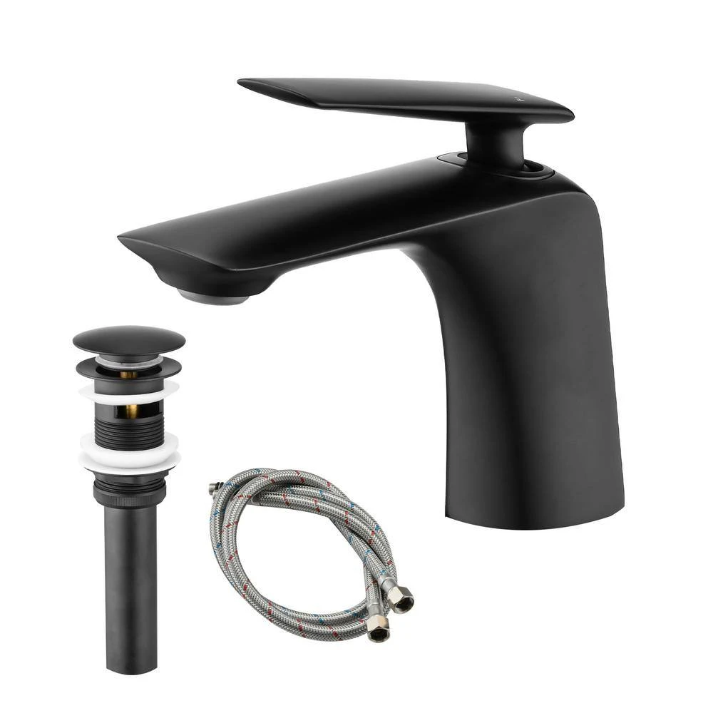 Single Handle Wall Mounted Bathroom Faucet With Pop Up Drain And Water Supply Hose In Matte Black 1 Single Handle Wall Mounted Bathroom Faucet With Pop Up Drain And Water Supply Hose In Matte Black