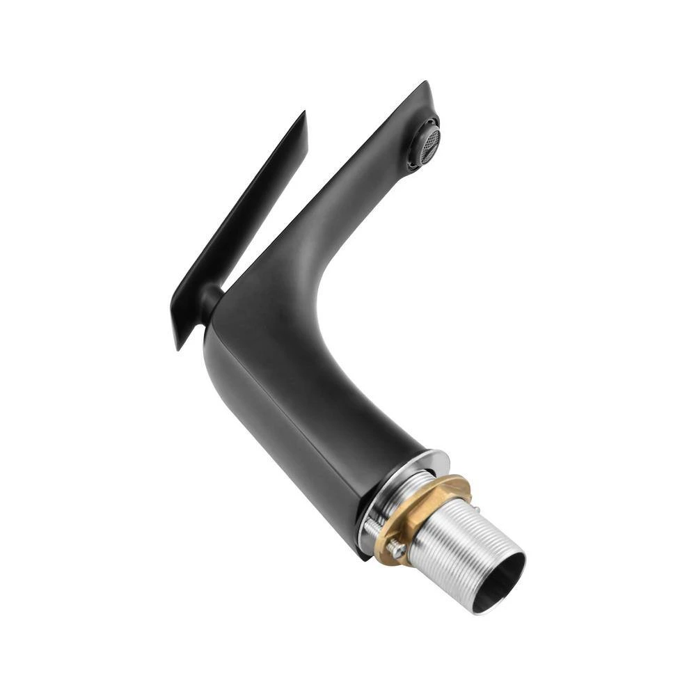 Single Handle Wall Mounted Bathroom Faucet With Pop Up Drain And Water Supply Hose In Matte Black 6 Single Handle Wall Mounted Bathroom Faucet With Pop Up Drain And Water Supply Hose In Matte Black - Image 6