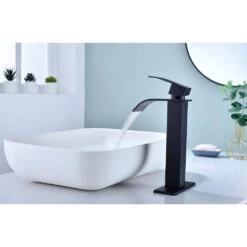 Single Handle Wall Mounted Bathroom Faucet In Matte Black With Pop-Up Drain -FURITURE SALE SHOP matte black tahanbath wall mounted faucets z w928p225251 44 1000