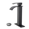 Single Handle Wall Mounted Bathroom Faucet In Matte Black With Pop-Up Drain