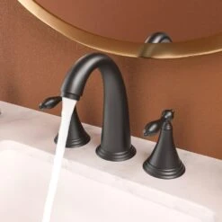 2 Handle Widespread Bathroom Faucet 3 Hole, With Pop Up Drain And 2 Water Supply Lines, Matte Black 11 2 Handle Widespread Bathroom Faucet 3 Hole, With Pop Up Drain And 2 Water Supply Lines, Matte Black -FURITURE SALE SHOP matte black tahanbath widespread bathroom faucets z w124379942 31 1000