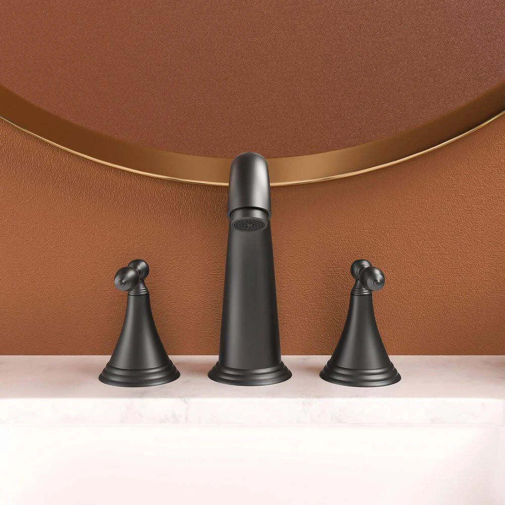 2 Handle Widespread Bathroom Faucet 3 Hole, With Pop Up Drain And 2 Water Supply Lines, Matte Black 5 2 Handle Widespread Bathroom Faucet 3 Hole, With Pop Up Drain And 2 Water Supply Lines, Matte Black - Image 5