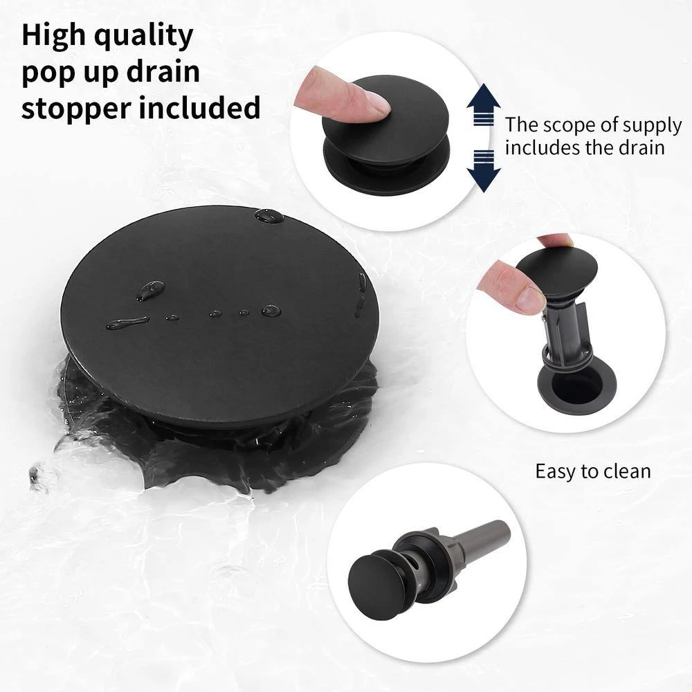 8 In. Widespread 2-Handle Bathroom Sink Faucet Bathroom Faucet With 360-Degree Swivel Spout Black 3 8 In. Widespread 2-Handle Bathroom Sink Faucet Bathroom Faucet With 360-Degree Swivel Spout Black - Image 3