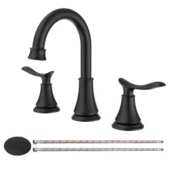 8 In. Widespread 2-Handle Bathroom Sink Faucet Bathroom Faucet With 360-Degree Swivel Spout Black