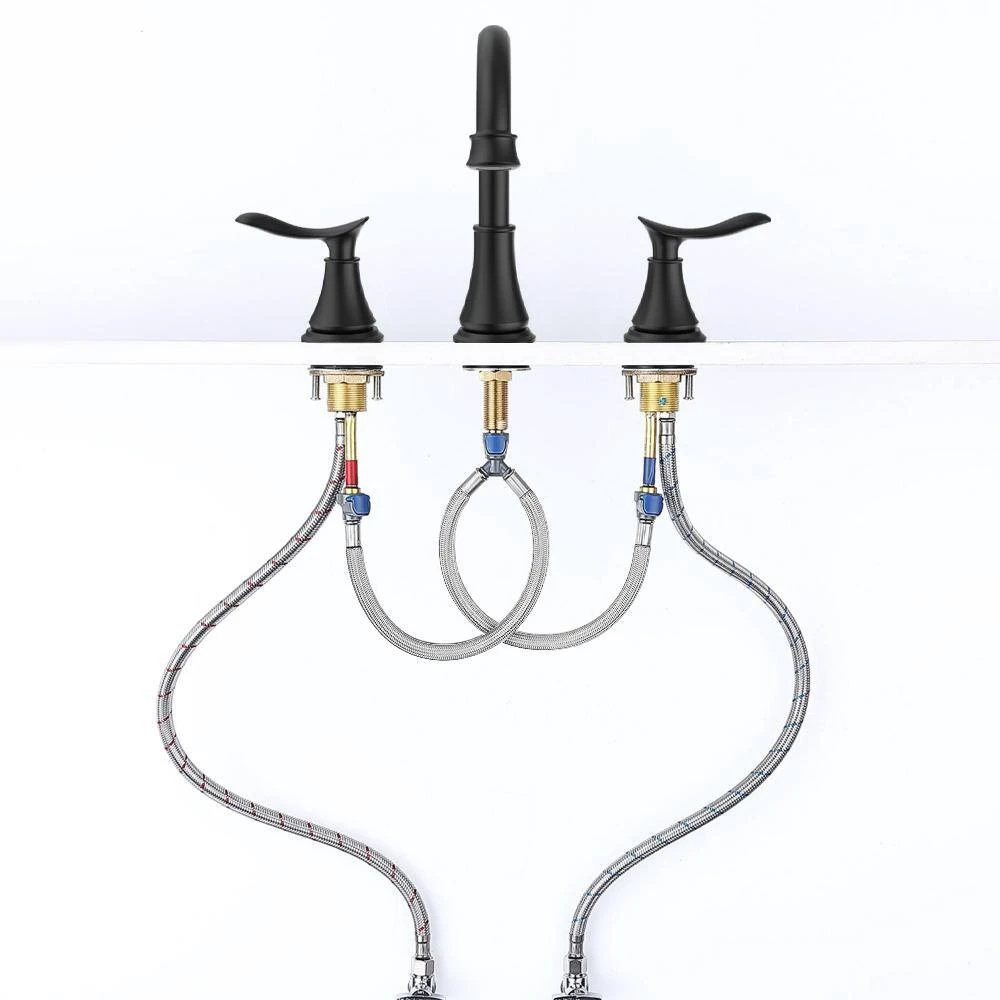 8 In. Widespread 2-Handle Bathroom Sink Faucet Bathroom Faucet With 360-Degree Swivel Spout Black 7 8 In. Widespread 2-Handle Bathroom Sink Faucet Bathroom Faucet With 360-Degree Swivel Spout Black - Image 7