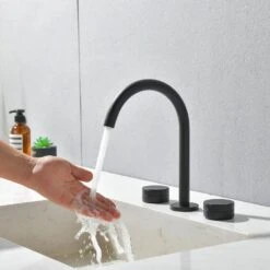 8 In. Widespread 3 Hole Bathroom Faucet Brass In Matte Black -FURITURE SALE SHOP matte black widespread bathroom faucets x nk0925 31 1000