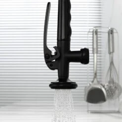 Double Handle Gooseneck Pull Down Sprayer Kitchen Faucet In Matte Black 14 Double Handle Gooseneck Pull Down Sprayer Kitchen Faucet In Matte Black -FURITURE SALE SHOP mattr black pull down kitchen faucets q xy 292b 44 1000