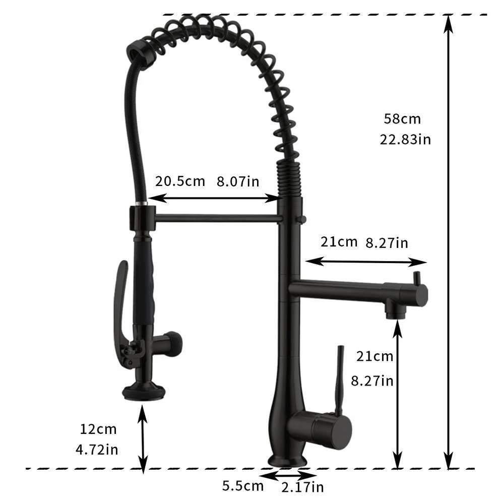 Double Handle Gooseneck Pull Down Sprayer Kitchen Faucet In Matte Black 8 Double Handle Gooseneck Pull Down Sprayer Kitchen Faucet In Matte Black - Image 8