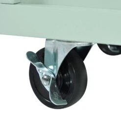 Mint Green Kitchen Cart With Rubber Wood Drop-Leaf Countertop, 3 Drawers, Cabinet Storage And 5 Wheels -FURITURE SALE SHOP mint green tahanbath kitchen carts z wf298028aae 1f 1000