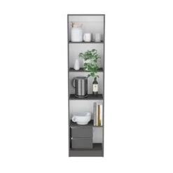 24.70 In. W X 11.70 In. D X 71.10 In. H Multi-Color Pine Wood Freestanding Linen Cabinet W/5-Shelves In Gray / White -FURITURE SALE SHOP multicolor tahanbath linen cabinets ct xl p167421 4f 1000