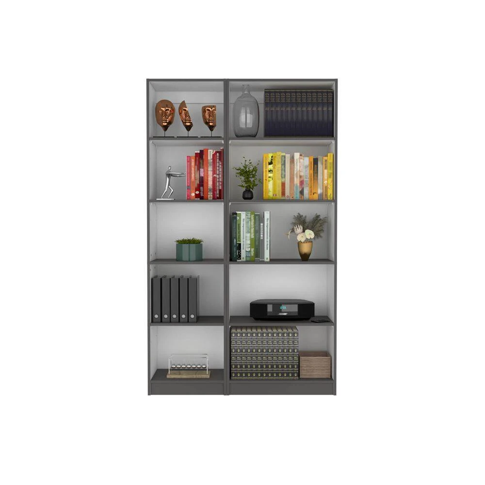 42.40 In. W X 11.70 In. D X 71.10 In. H White Particle Board Freestanding Linen Cabinet With 10 Shelves In Gray / White 2 42.40 In. W X 11.70 In. D X 71.10 In. H White Particle Board Freestanding Linen Cabinet With 10 Shelves In Gray / White - Image 2