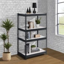 17.50 In. W X 32.50 In. D X 48.50 In. H Multi-Colored Wood Freestanding Linen Cabinet W/4-Shelves In Natural/Black -FURITURE SALE SHOP natural black tahanbath linen cabinets ct xl p184587 31 1000