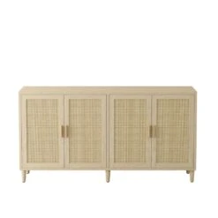 70in.Rattan Buffet Cabinet: 4-Doors, Adjustable Shelves (Easy Assembly) In Natural -FURITURE SALE SHOP natural tahanbath pantry organizers z w757127559 31 1000