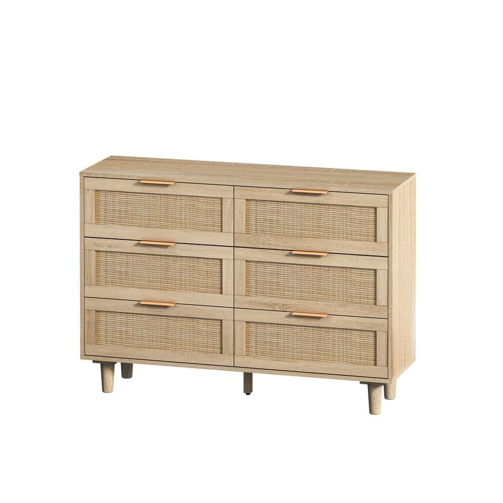 43.31 In. 6-Drawers Rattan Storage Cabinet Rattan Drawer, For Bedroom, Living Room, Natural 2 43.31 In. 6-Drawers Rattan Storage Cabinet Rattan Drawer, For Bedroom, Living Room, Natural - Image 2